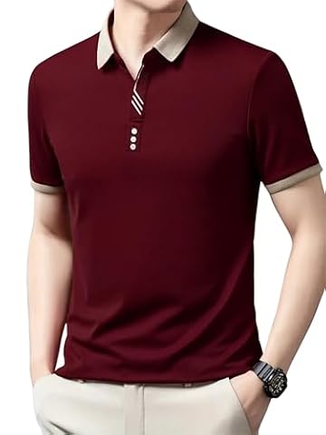 Lymio Koszulka polo dla mężczyzn || T Shirt dla mężczyzn || Męska koszulka z kołnierzem (dostępne również opakowania) (Polo-55-58), Kasztanowy, 40