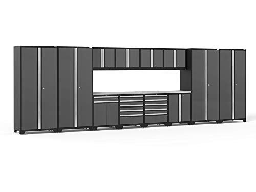 Newage Products Inc. Pro Series Garage Cabinets, Gray With Stainless Steel Worktop, 52144 #TOP18