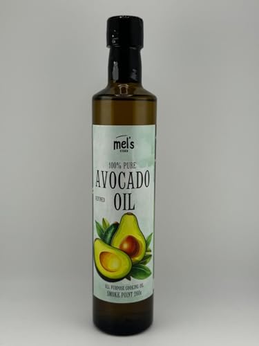 Mel's Kitchen 100% Pure Avocado Oil - 500 ml in Glass Bottle - Natural Cold Pressed, Refined and Bottled in UK | Good for Cooking, Drizzling & Dipping (500ml)