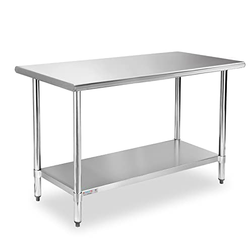 Image of STABLEINK NSF Stainless Steel Prep Table 60x24 Inches 5ft, Metal Work Table with Adjustable Undershelf, for Commercial Kitchen, Restaurant, Hotel, Laundry and Garage