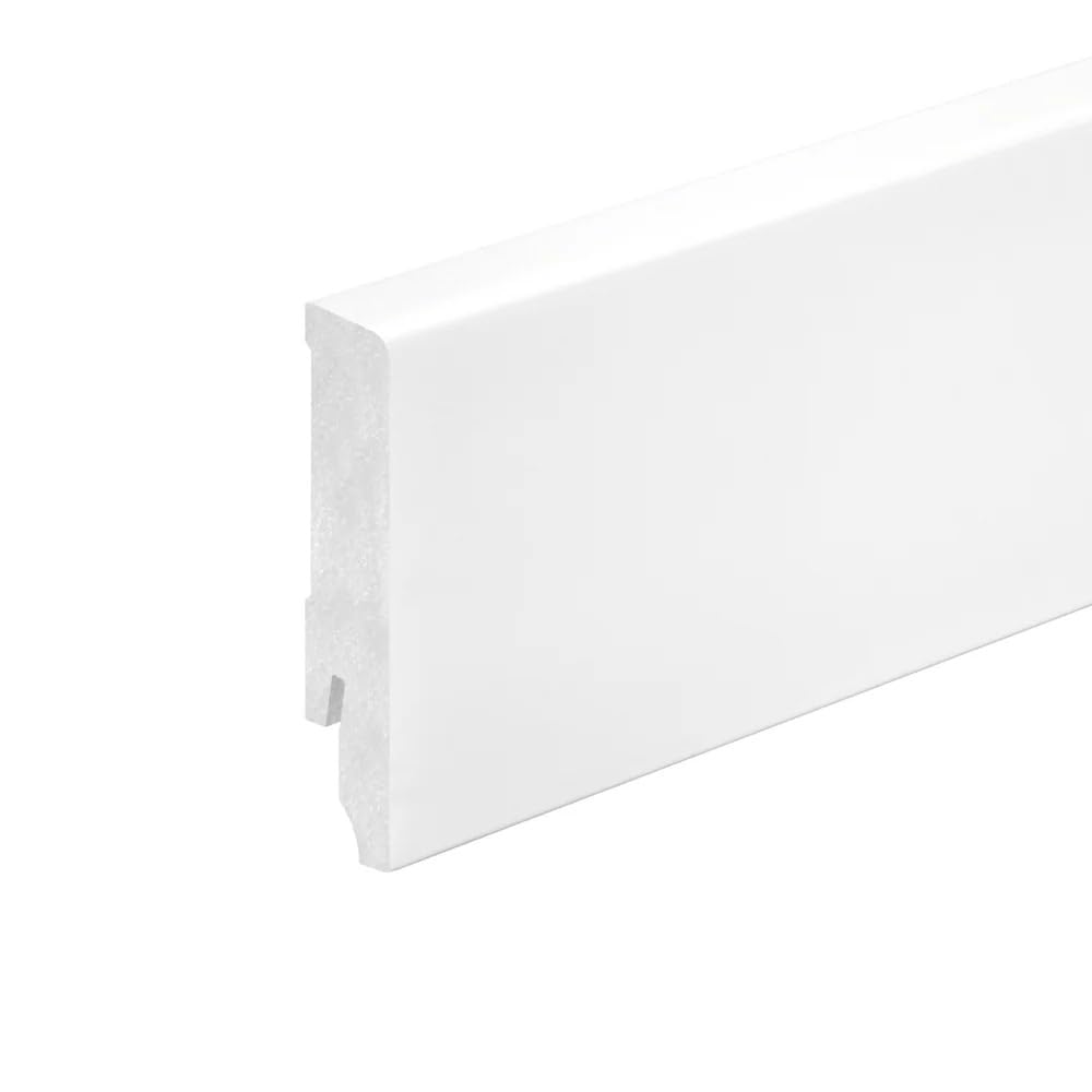 Elegance Waterproof Plastic Skirting Board White Matt 80mm x 2.2m x 14mm