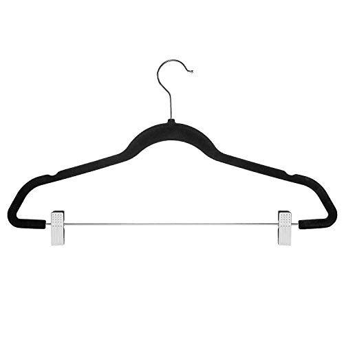 Zober Velvet Hangers with Clips - Pack of 20 Metal Clip Hangers for Pants - Notched Black Velvet Skirt Hangers for Pants, Skirts, Suits, Dresses & Shirts w/ 360 Degree Hook - Non Slip Felt Hangers - Thumbnail 7