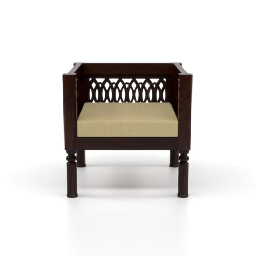 Image of NATRAJ ART & CRAFT Sheesham Wood 6 Seater Sofa Set for Living Room | Wooden CNC Sofa Set for Living Room Furniture (3+2+1 Seater, Walnut Finish)