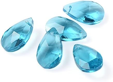 Beadthoven 100pcs Teardrop Glass Beads Clear Faceted Dorp Crystal Beads Top Drilled Dangle Pendants for Jwewelry Making Chandelier Home Hanging Decor, Hole: 1mm