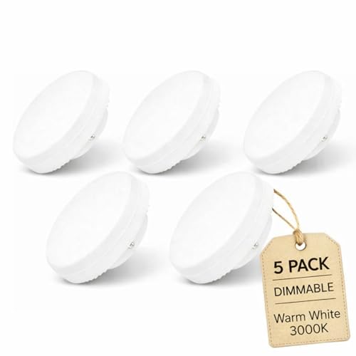 ADAKAT Pack de 5 bombillas LED GX53 regulables, 6 W, blanco cálido 3000 K