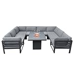 Patioco Gartenlounge-Set U-Form Grau mit Gasfeuerstelle
