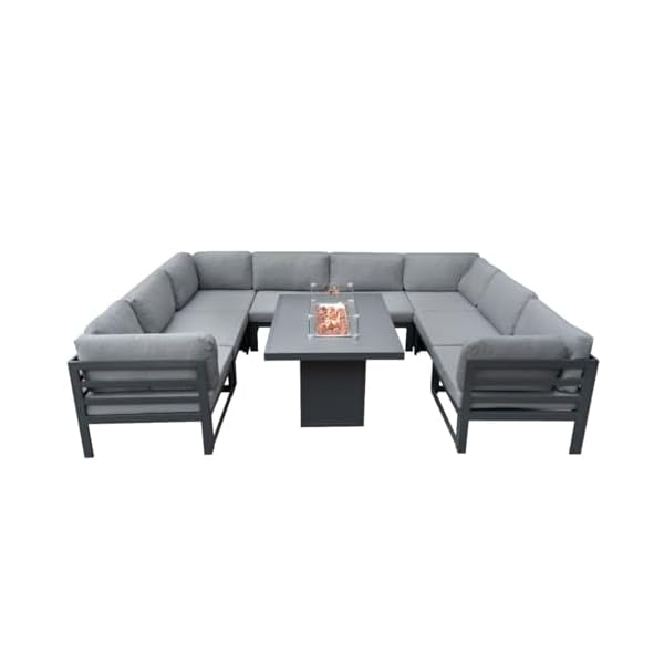 Patioco Gartenlounge-Set U-Form Grau mit Gasfeuerstelle