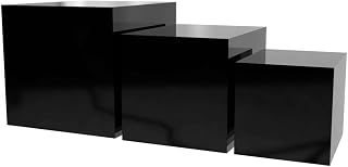 Marketing Holders 3 Piece Display Boxes Black Acrylic No Lid Retail Product Riser with Hollow Bottom Small Medium Large Nesting Bins One Open Side Merchandise Storage Box