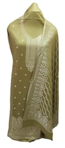 Image of Womens designer woolen suit for women with salwar and kashmiri shawl winter wear kani unstitched fabric set, stylish kurta pant set woollen dress material for women by pure pashmina wooltex
