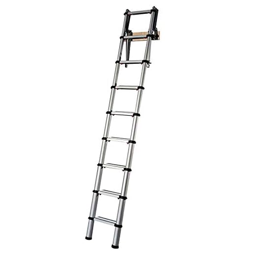 YOUNGMAN 301000 Telescopic Loft Ladder Aluminium 2.6 Metres / 8.53 Feet, Silver, 86 x 48 x 12 cm