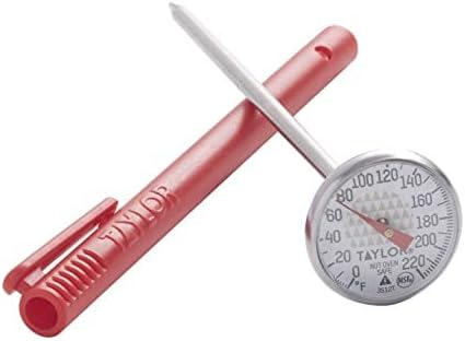 Taylor Instant Read Pocket Probe Dial Thermometer, 3512FS, Red, 4 1/2" | 6/Case