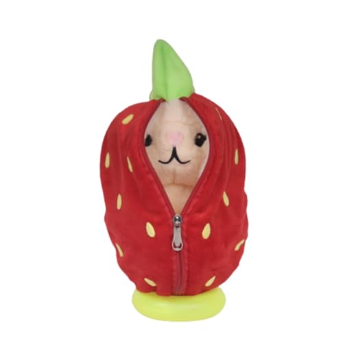 Image of Soft Cuddly Strawberry Bunny Plush Stuffed Rabbit Toy Adorable Berry Hoode Cute Ears for Plush Collectors Kids' Bedrooms Themes Special Gifting (45 CM)
