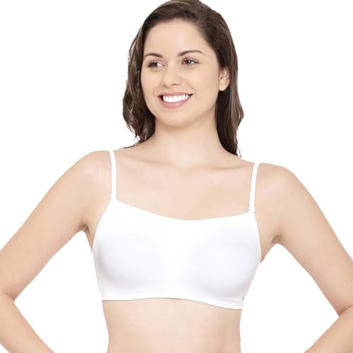 Image of Enamor Moulded Double Layer Front Women's Cotton Cami Bra - Detachable Slim Straps with Back Keyhole, Non Padded, Wirefree, High Coverage - A022
