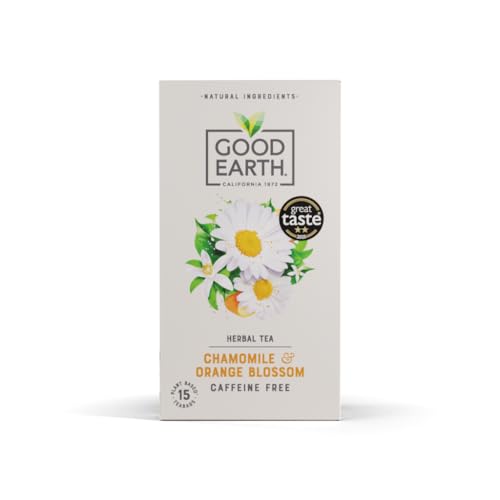 Good Earth Tea Co. Chamomile & Orange Blossom Tea Bags Naturally Caffeine-Free Herbal Blend with Chamomile and Soft Floral Orange Blossom 15 Plant-Based Teabags
