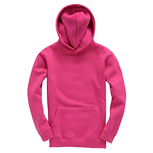 D&H CLOTHING UK Kids Children Pullover Hoodie Hooded Sweatshirt Boys Girls Unisex (12-13, Fuchsia)