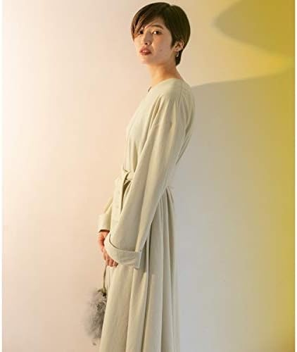 Amazon Co Jp Kbf Kbf レディスワンピース 2wayベルトbigワンピース L Beige One 服 ファッション小物
