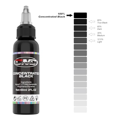 2oz Tattoo Ink Black 60ml Concentrated Black Professional Tattoo Ink Tattoo Supplies for Liner Outlining Pigment TI6003-60-030 - Image 2