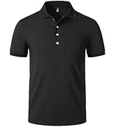 JEMITOP Men's Stretch Knit Slim Fit Polo Shirts Casual Short Sleeve Ribbed Collar Muscle Golf Shirt