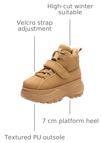 Image of ANUFER Women's Goth Punk High /Low Top Platform Chunky Sneakers Lace Up Wedgel Heel Dad Shoes