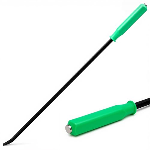 Image of 48 Inch Metal Striking Cap Pry Bar Long Heavy Duty Pry Bar with Mechanic's Handle for Positioning Aligning Prying Iron Worker Tools (Green)