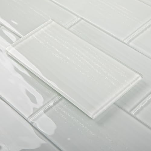 Adedeo Glass Subway Tiles, 3 x 6 Inch, White Glass