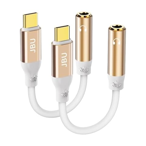 RIKSOIN USB C to 3.5mm Female Headphone Jack Adapter,Type C to Aux Audio Dongle Cable Cord Compatible with iPhone 15 Pro Max/15 Pro/15, Galaxy S23/S22/S21 Ultra Headphone Adapter-2 Pack Cover