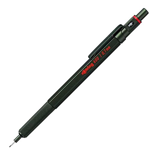 Rotring Lápiz mecánico 600 | 0,7 mm | Lápiz de propulsión de cuerpo totalmente metálico verde | Agarre moleteado antideslizante y barril hexagonal