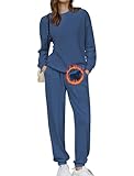 HOTOUCH Womens Fleece Sweatsuits 2 Piece Warm Up Suits Long Sleeve Pullover and Sweatpants with Pockets