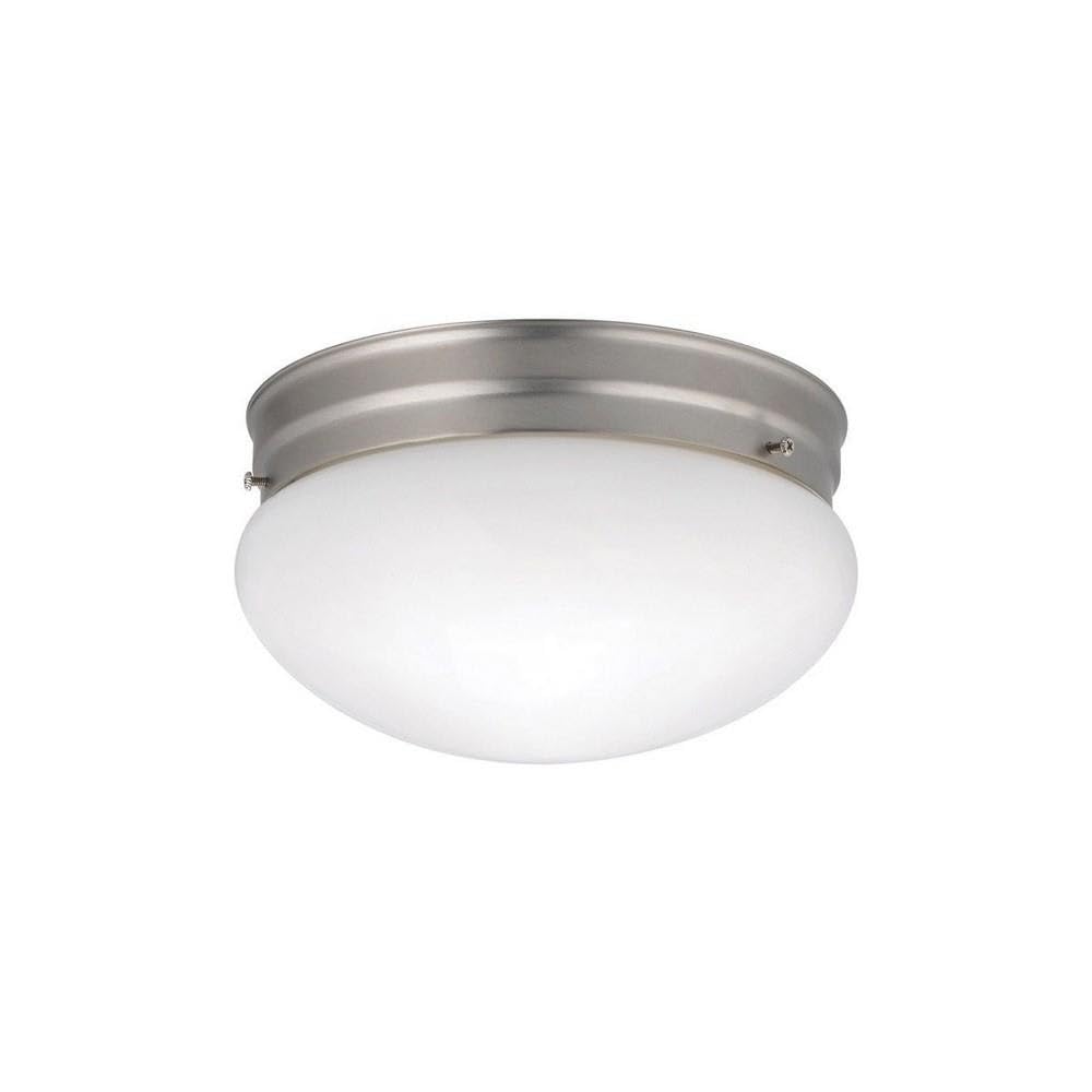 Kichler Ceiling Space 9" 2 Light Flush Mount with White Globe in Brushed Nickel