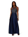 Adrianna Papell Studio Women's Bead Combo Taffeta Long Dress, Light Navy, 6