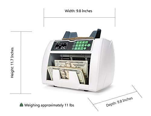 Mixval Mpc1 Money Counter Machine | Professional Grade W/Counterfeit Bill Detector | Single Denomination, Currency & Bill Counting | Fast & Accurate Cash Counter | Customer Screen Included #TOP5