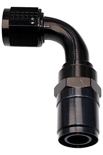 Image of Fragola Fitting, Hose End, Crimp-On, 90 Degree, 8 an Hose Crimp to 8 an Female, Aluminum, Black Anodize, Each