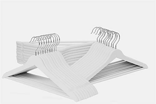 OGIVO Cintres Blanc Bois Lot de 30 Barre pour Pantalon et encoches pour Jupe Rotatif à 360 degrés pour Chemises, Costumes, Pantalons, Robes, vêtements Cover