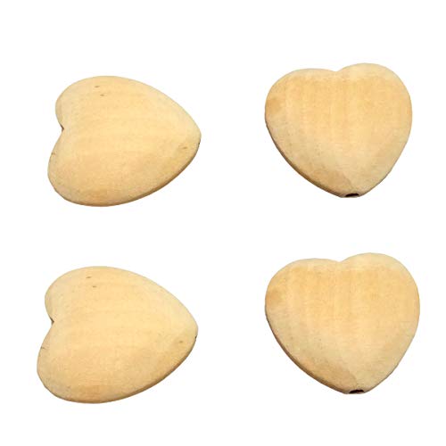 Image of 50pcs 30mm Unfinished Wood Hearts Beads with Holes Natural Heart Shape Wooden Bead for Bracelet Handing Materials DIY Beading Accessories (1.18in 50pcs)