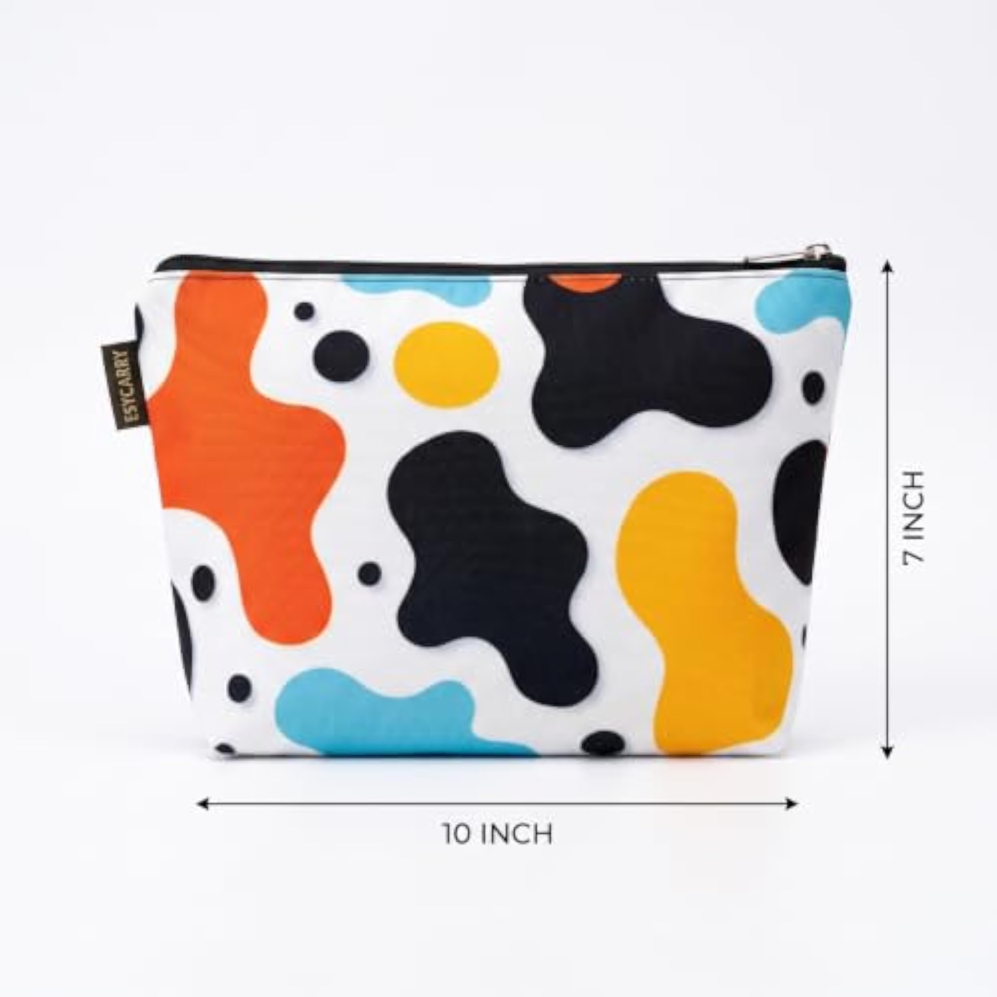 White Multicolour Abstract Canvas Multipurpose Pouch
