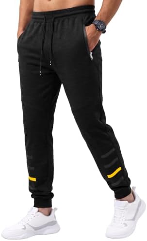 Novastellara Jogginghose Herren Baumwolle Trainingshose Sporthose Herren | Sweatpants Herren Lang Freizeithose Hosen Herren Sweathose Schwarz Grau Kordelzugbund Reißverschlusstasch