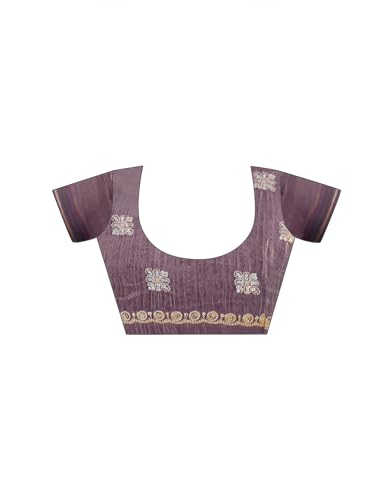 Image of Satrani Women's Shimmer Chiffon Scalloped Border Sequins Embroidery Saree with Unstitched Blouse Piece