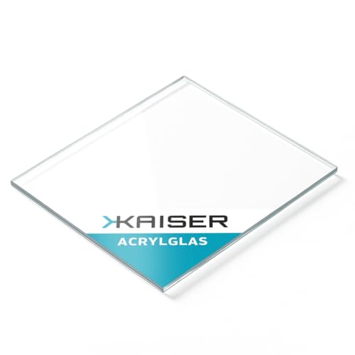 KAISER plastic® Acrylglas Scheibe |500 x 500 mm | 4mm Stärke | glasklar und transparent | UV beständig | Premium Qualität