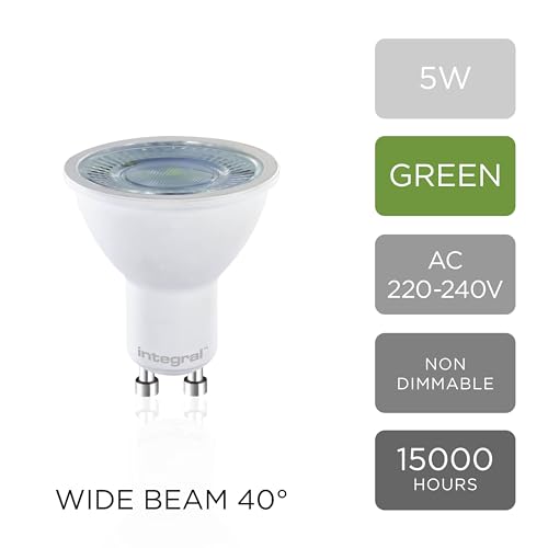 Integral LED 4, Pack GU10 Green Colour Spotlight Bulb, 5W (50W Equivalent), 40° Beam Angle, Suitable for Displays Restaurants - Image 2