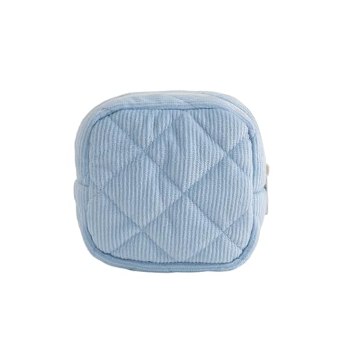 Petite trousse de maquillage en velours côtelé – Mini pochette cosmétique avec fermeture éclair en métal, petit sac essentiel pour sac à main, voyage et cadeaux, sac de rangement matelassé pour