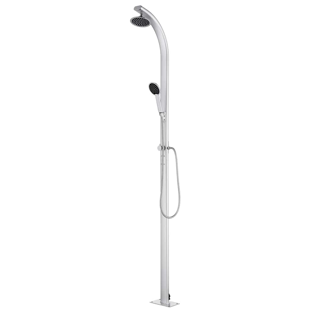 Doccia da giardino in alluminio, altezza 215 cm, con soffione e doccetta per giardino, piscina, vasca idromassaggio, accessorio per esterni, terrazza, uso estivo, resistente alle