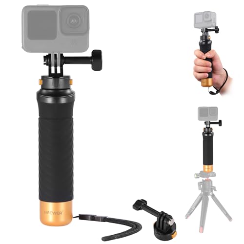 NEEWER Quick Release Flotante Empuñadura para Cámara Acción, Bajo el Agua Mango Palo de Montaje con Desmontable de Cámara de Montaje Adaptador de Correa Muñeca, Compatible con 12 11 10 9, GP23