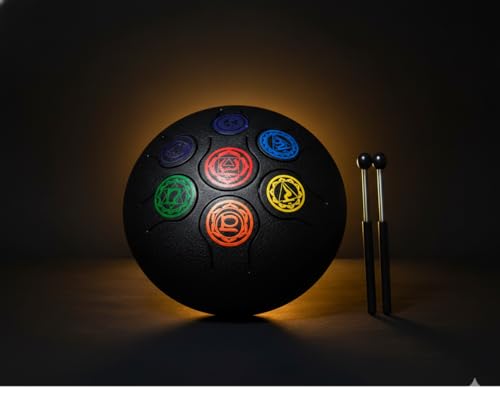Image of Beanny 6 Inch Steel Tongue Drum Handpan Instrument for Meditation, Yoga & Sound Healing | Zen Tank Drum with Mallets | Relaxation, Mindfulness & Music Therapy Percussion Instrument (Black)