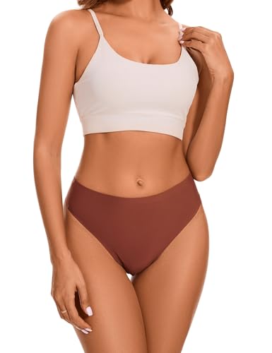 High Waisted Seamless Thongs for Women No Show Thong Breathable Panties Comfortable Underwear 6 Pack4