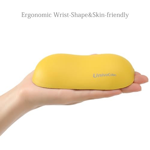 Image of UnivoColors Design-Wave Set of Wrist Rest,Artificial Sheepskin+Memory Foam+Ergonomic+Anti-Slip Gel, Resilience Support During Work and Gaming,Keyboard Accessory,Yellow