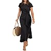 ANRABESS Womens Summer Maxi Dress Casual Crew Neck Tie Waist Split Wrinkle-Free Fit Long Fashion Vacation Dresses 2026 Spring