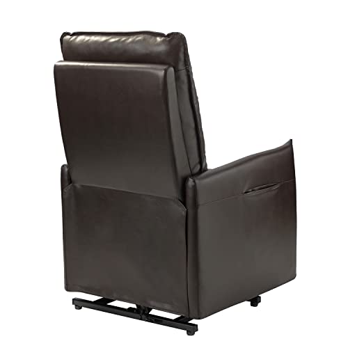 Hulala Home Modern Pu Leather Power Lift Recliner, Mid-Century Leather Power Remote Recliner With Metal Base, Electric Power Recliner Chair With Flared Arms & Tufted Back Cushion, Brown #TOP6