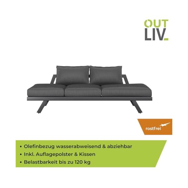 OUTLIV. Loungeliege Atlanta Aluminium Anthrazit-Grau