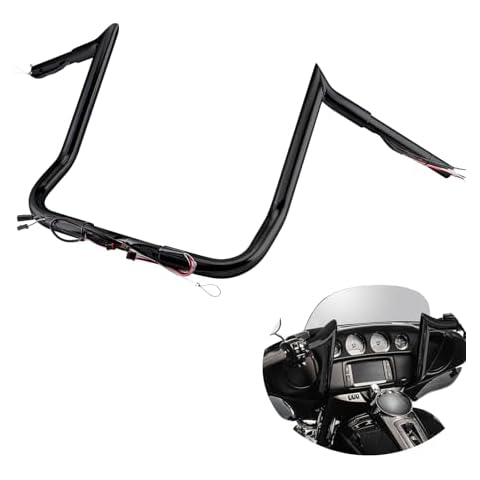 Mofun Pre-Wired 12 Inch Ape Hangers 1 1/4" Handlebar Bagger Monkey Bar Compatible with Harley Touring Street Glide Electra Glide Tri Glide Ultra Limited 2014-2023, Black Cover