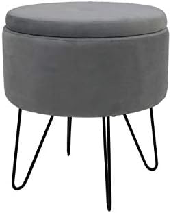 ASPECT Elenore Storage Hairpin Legs/Dressing Stool (Grey/Black), Wood, 41(L) x41(W) x45.5(H) cm